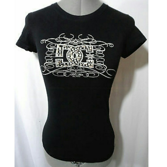 DC Tops - DC SHOES Skater T-shirt S Black Studded scroll SS